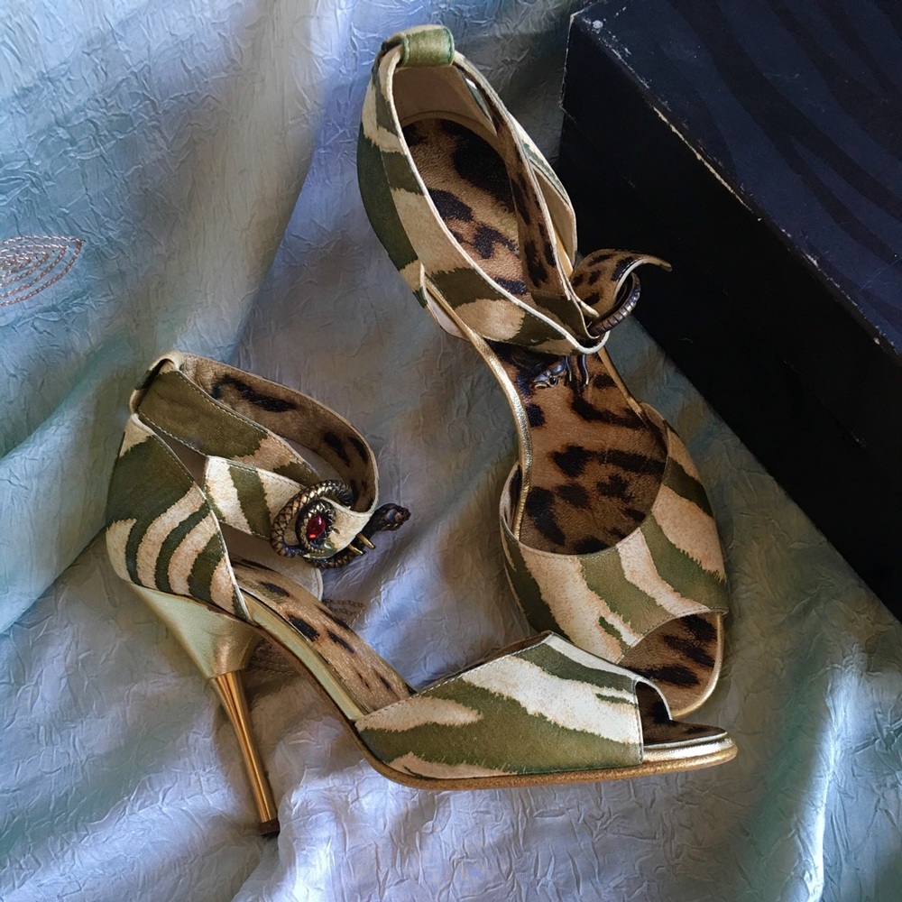 Roberto Cavalli Shoes Snake Ankle Wrap Zebra